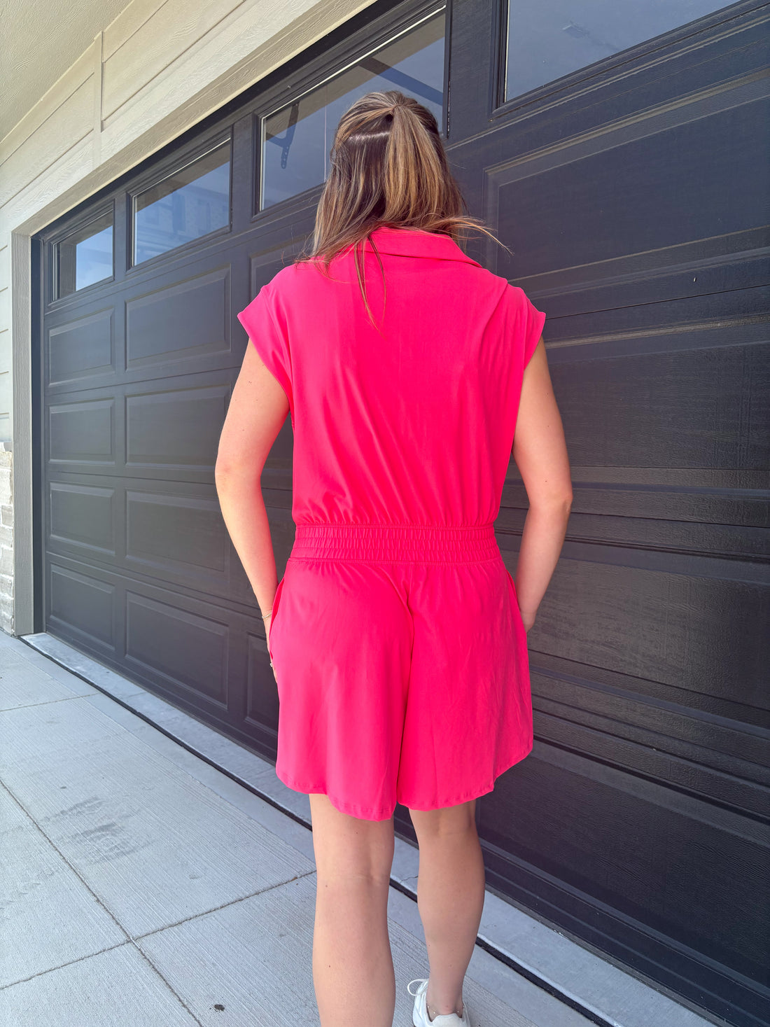 Brae Romper - HOT PINK