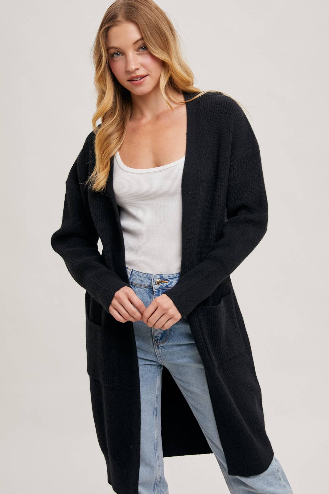 HANDEL RIBBED OPEN FRONT CARDIGAN