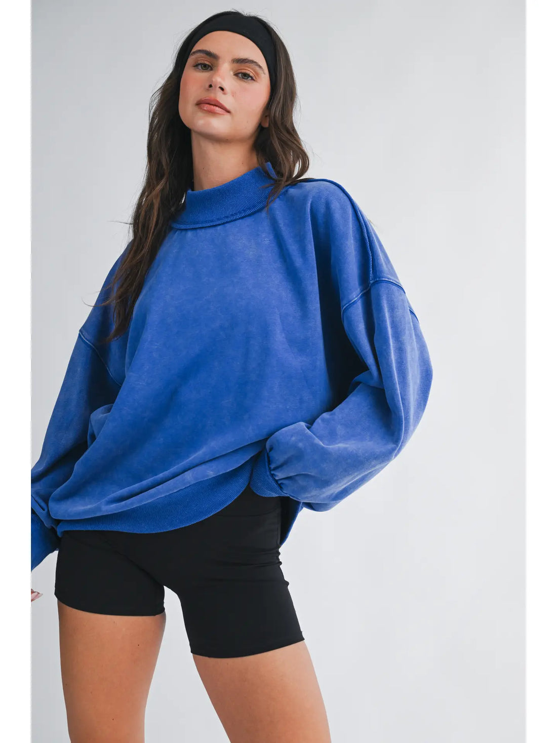 Dale Mock Neck Sweatshirt - BLUE