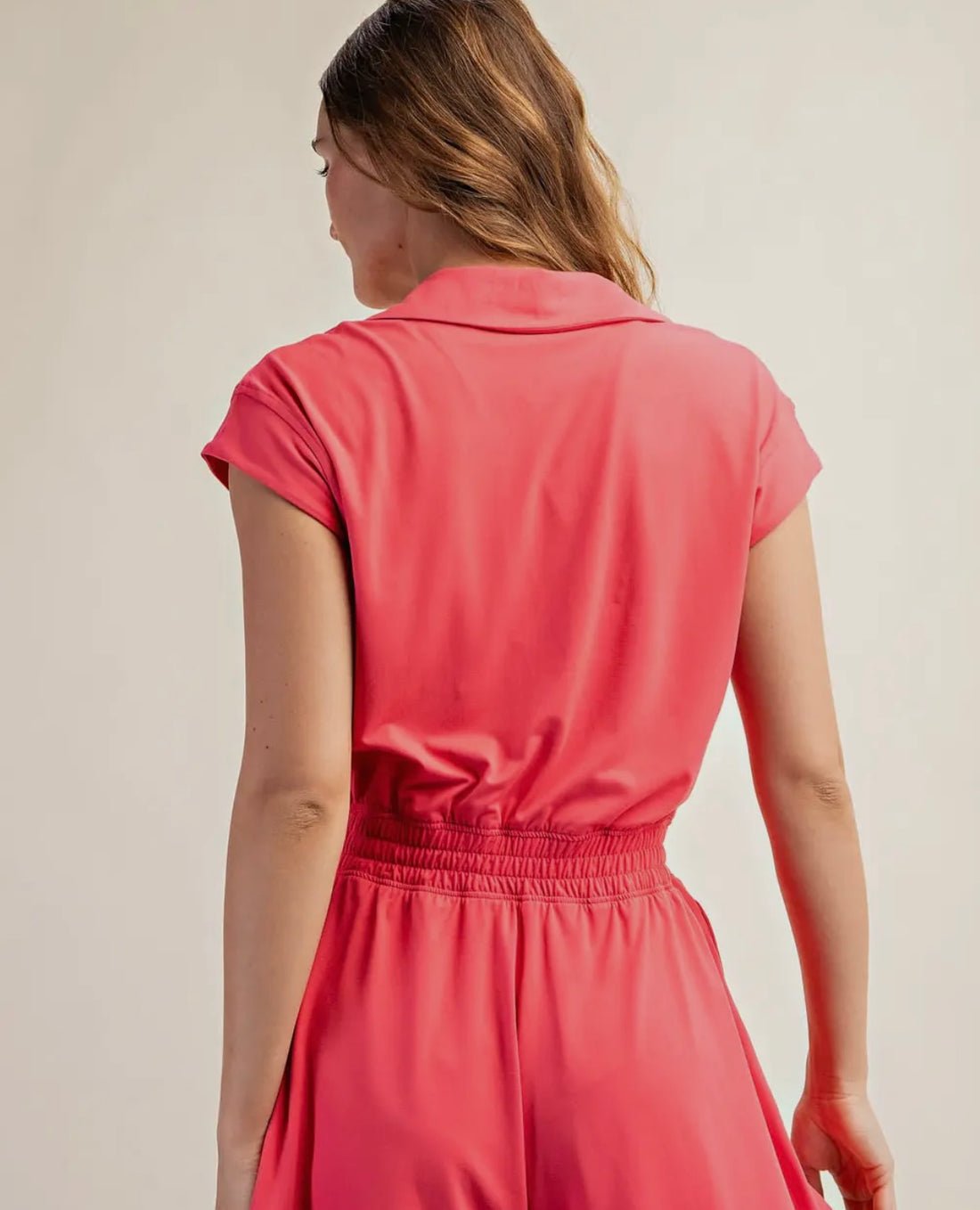 Brae Romper - HOT PINK