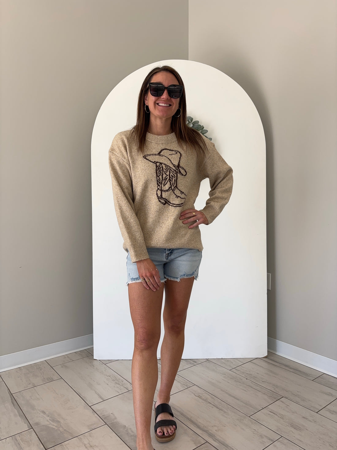 WESTERN COWBOY BOOT AND HAT SWEATER