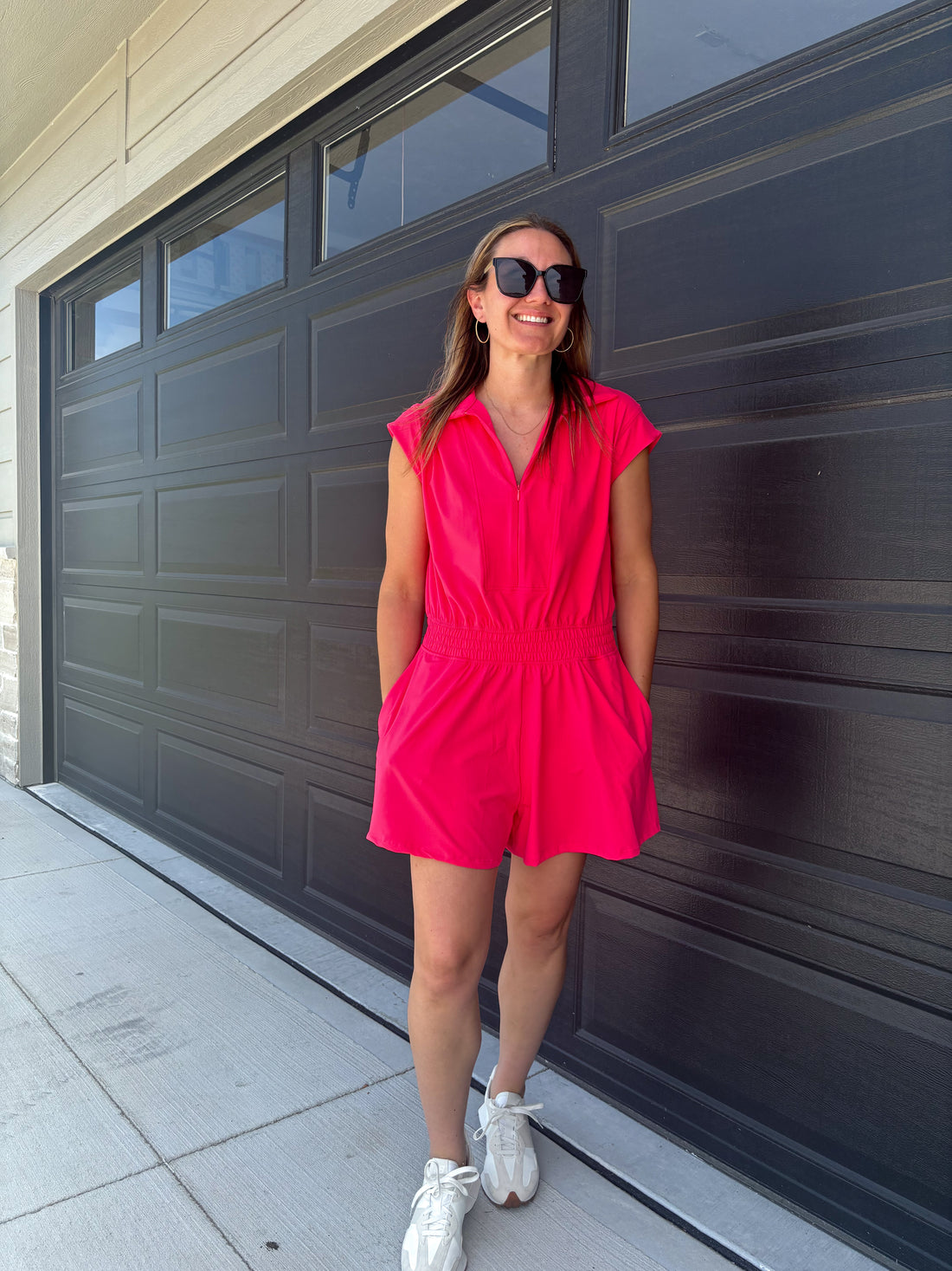 Brae Romper - HOT PINK