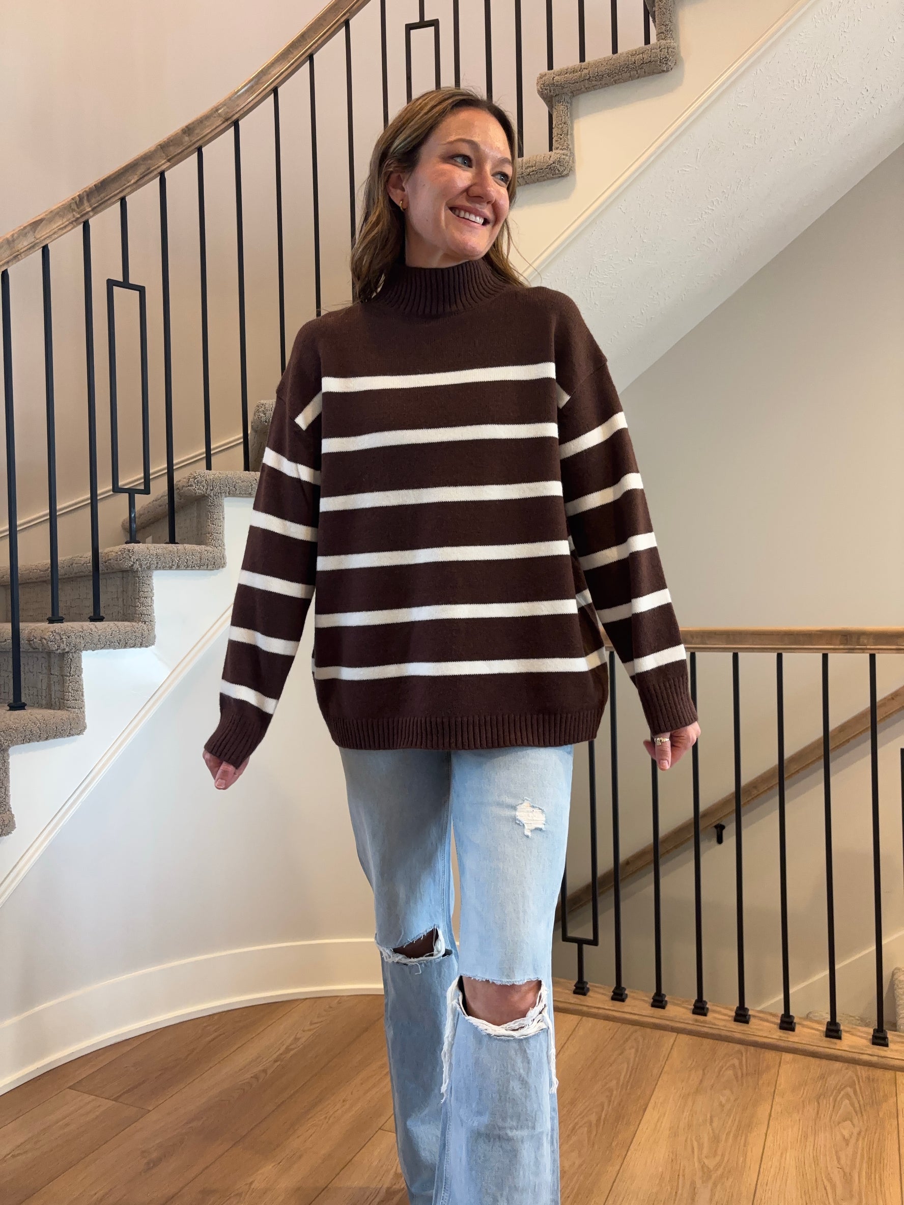 Oakley Sweater - BROWN/WHITE