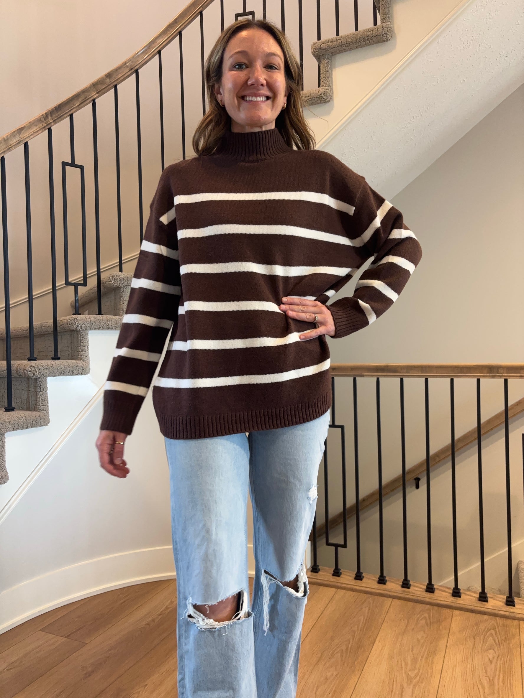 Oakley Sweater - BROWN/WHITE