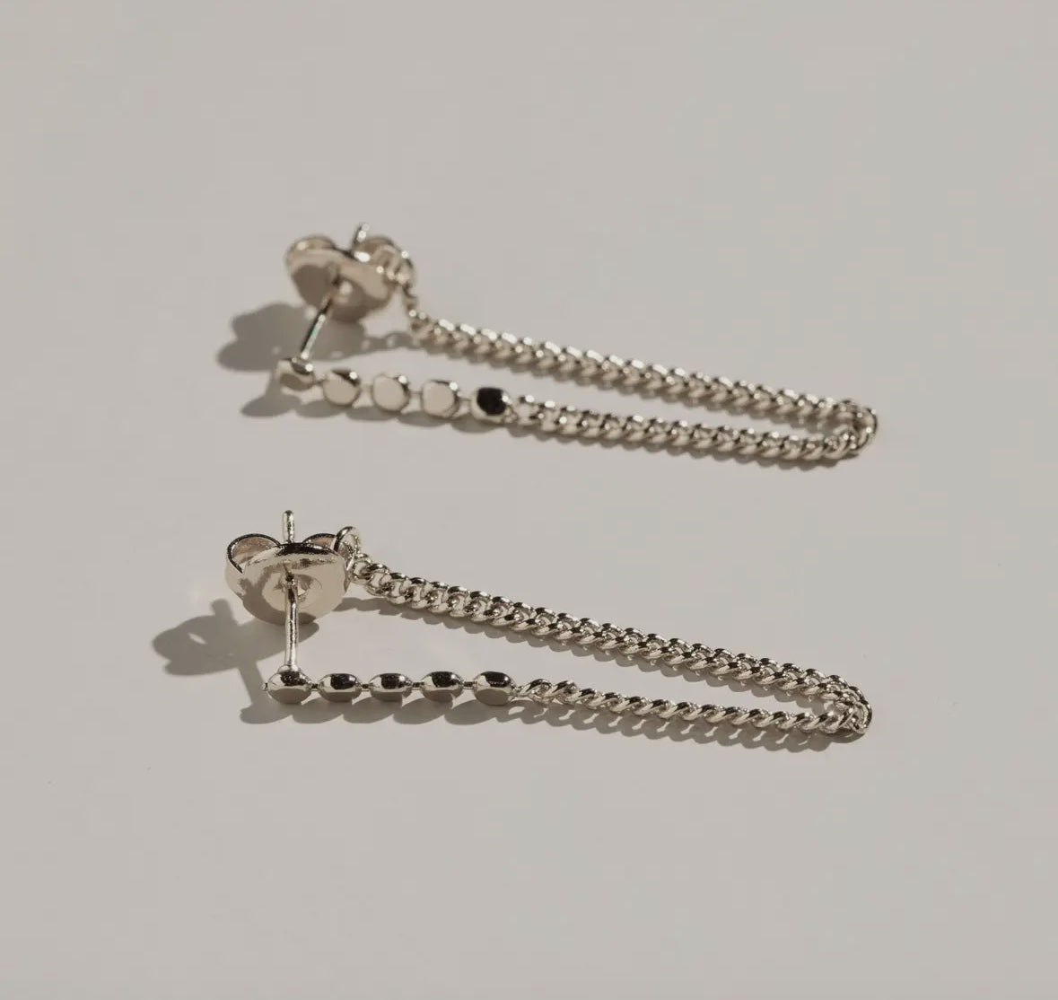 Beaded Drop Earrings - SILVER