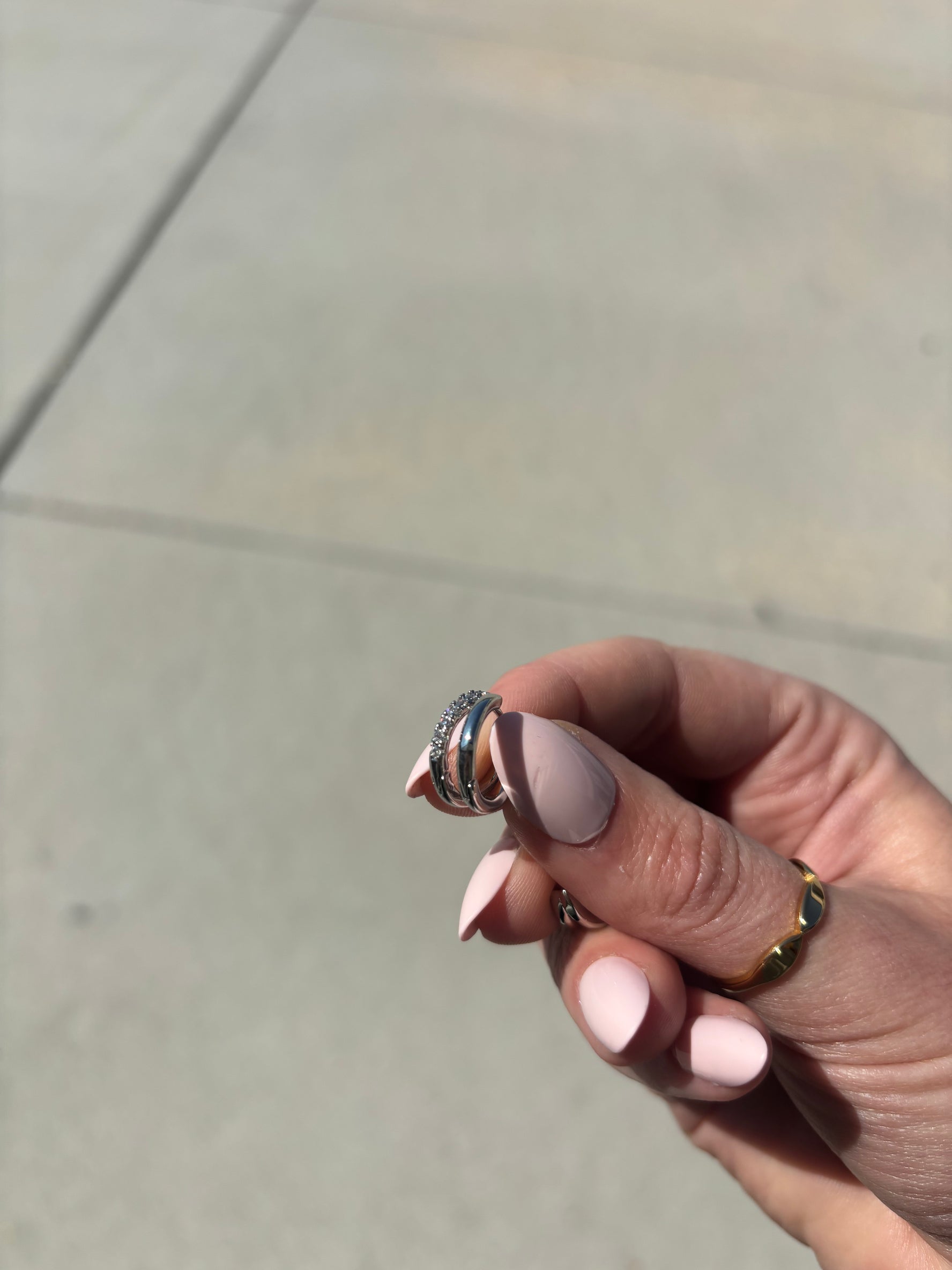 Double Hoop Huggie - SILVER