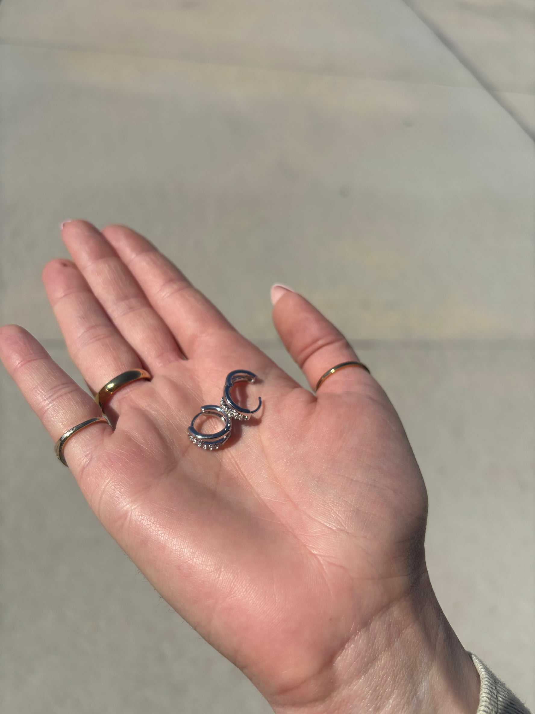 Double Hoop Huggie - SILVER