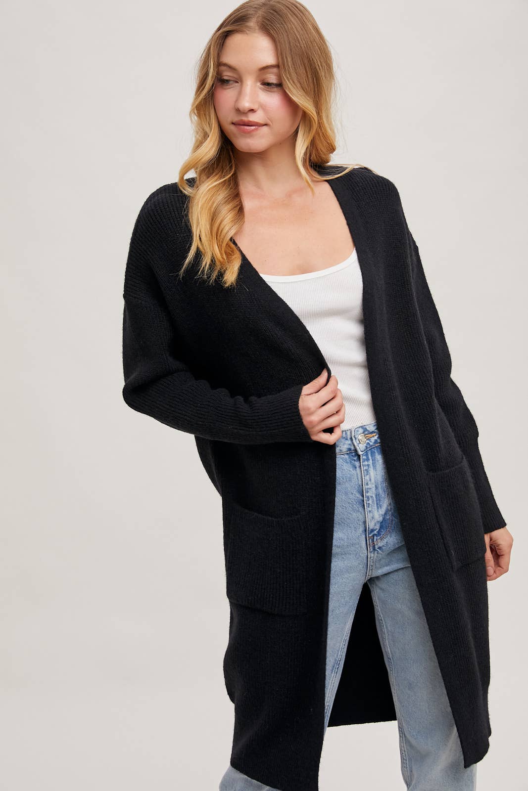 HANDEL RIBBED OPEN FRONT CARDIGAN
