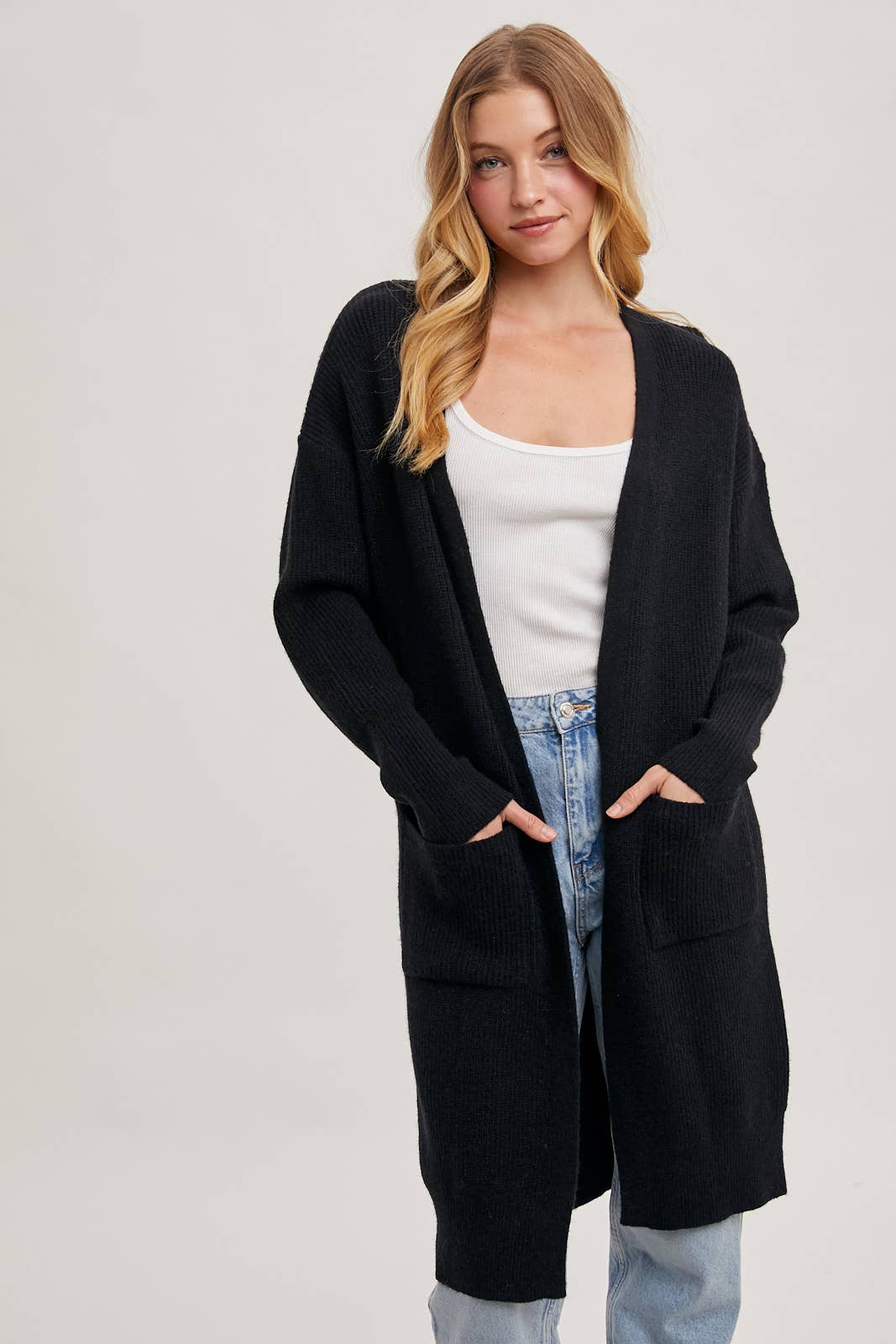 HANDEL RIBBED OPEN FRONT CARDIGAN