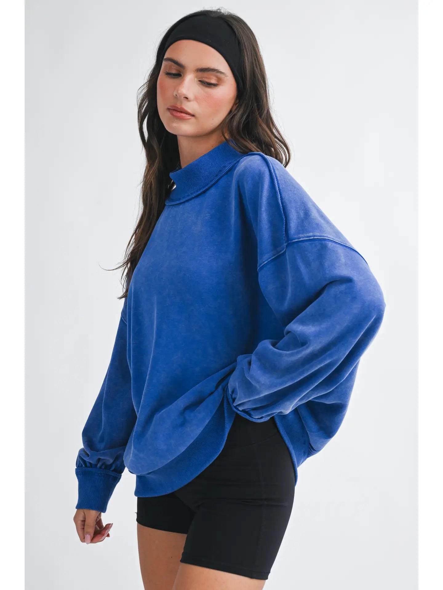 Dale Mock Neck Sweatshirt - BLUE