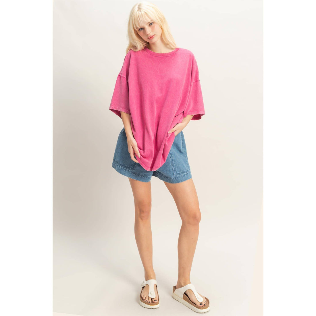 Crystal Oversized T-Shirt - FUCHSIA